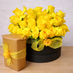 Yellow Rose Box with Lindt Chocolates